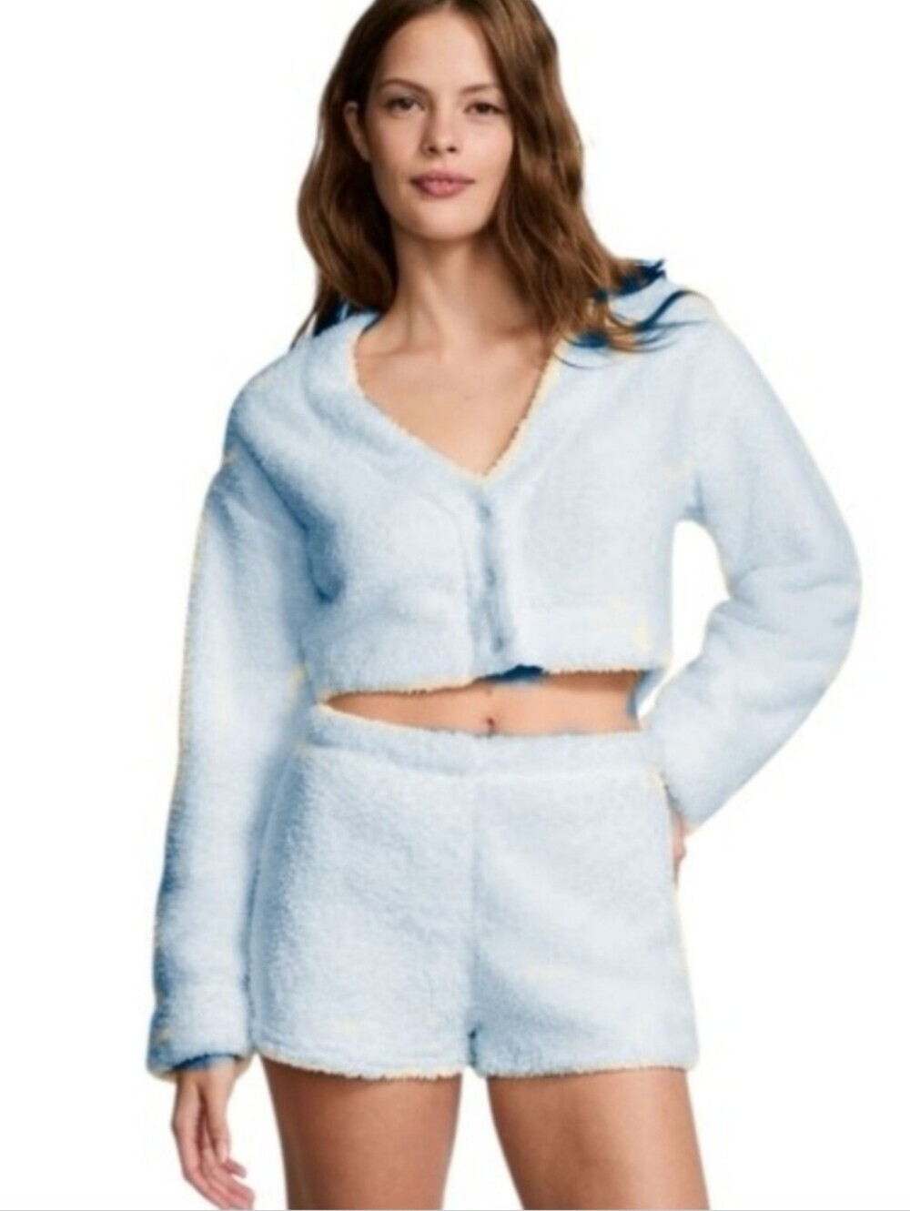 Victoria's Secret Pink Co-ZZZY Fleece PJ Set, Cropped Cardigan & Shorts